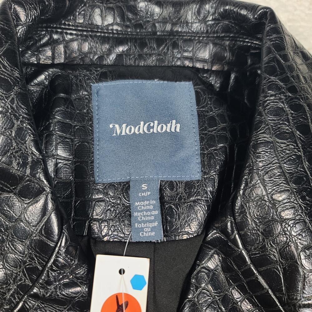 Mod Cloth vegan crocodile leather moto jacket Sz S Edgy Punk Mobwife Rock n Roll - Picture 9 of 13